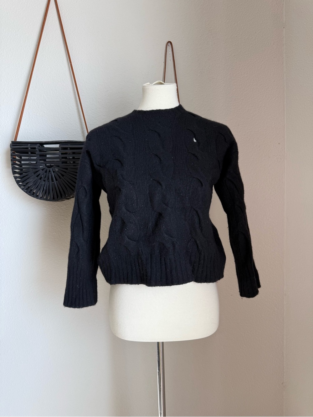 POLO Ralph Lauren Black Wool Cashmere Sweater, Size Small